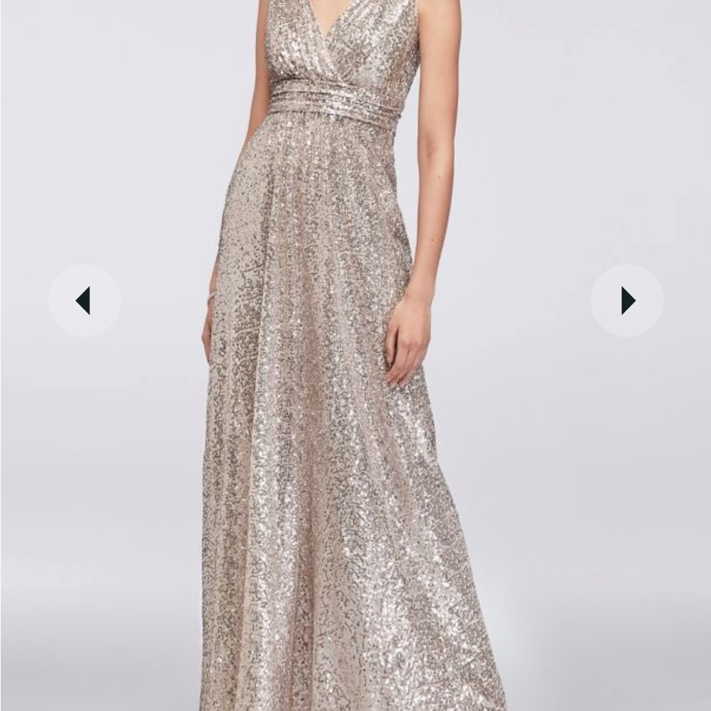 NWT David’s Bridal Silver Sequin Gown